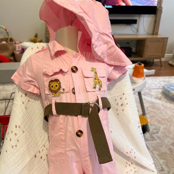 Other - Pink Safari-Themed Romper with Belt